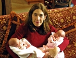 Mom holding twins